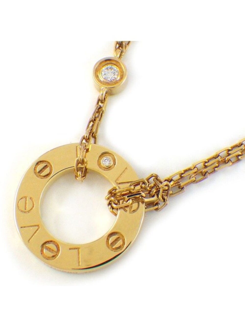 Cartier Necklace Love Circle Diamond Total 18k Yellow Gold